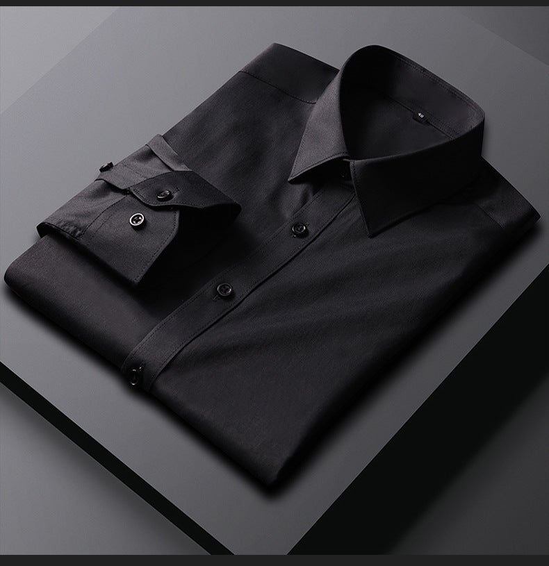 Spring Long Sleeve Mens Formal Work Shirt 0535-4 Black  - Image 1