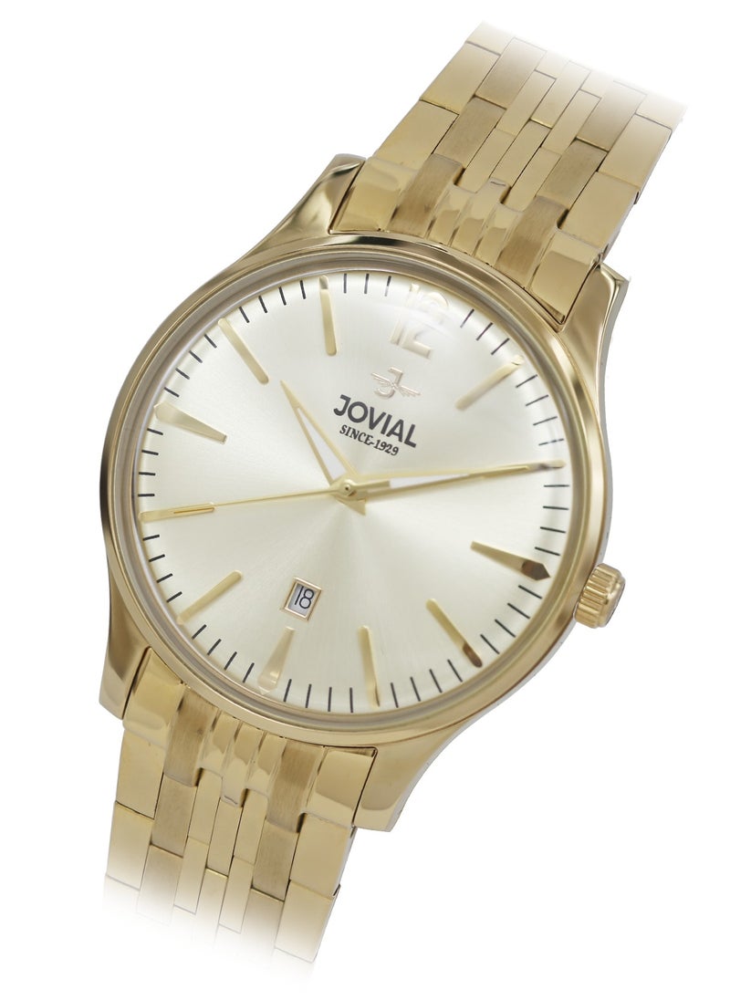 Jovial JOVIAL 5075GGMQ07E Men's metal band  Watch, 40mm, Gold Dial  - Image 2