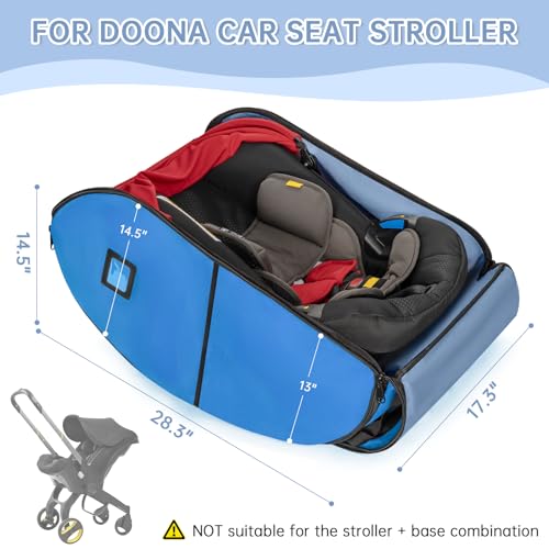 WELIDAY Padded Car Seat Travel Bag Compatible with Doona Infant Car Seat Travel Bag Foldable Car Seat Stroller Gate Check Bag for Airplane Sky Blue - Image 3