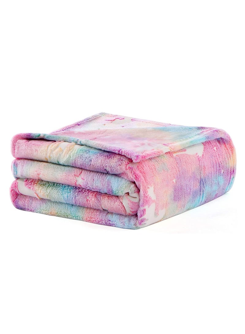 LEDIN Glow in The Dark Throw Blanket Luminous Unicorns Blanket for Boys Girls Super Soft Fuzzy Plush Flannel Furry Fleece Blanket Perfect for Bed or Sofa Personalized Kids Gifts(Rainbow 50"x60")  - Image 2