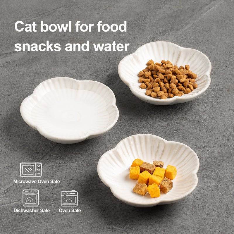 Mecaikru Cat Food Bowls, Ceramic Cat Plates, Dish for Food, Water and Snack, 4.72 Inch, Indoor and Outdoor Use, Kitten Puppy and Small Animals Bowls Set of 3 (White) - Image 5