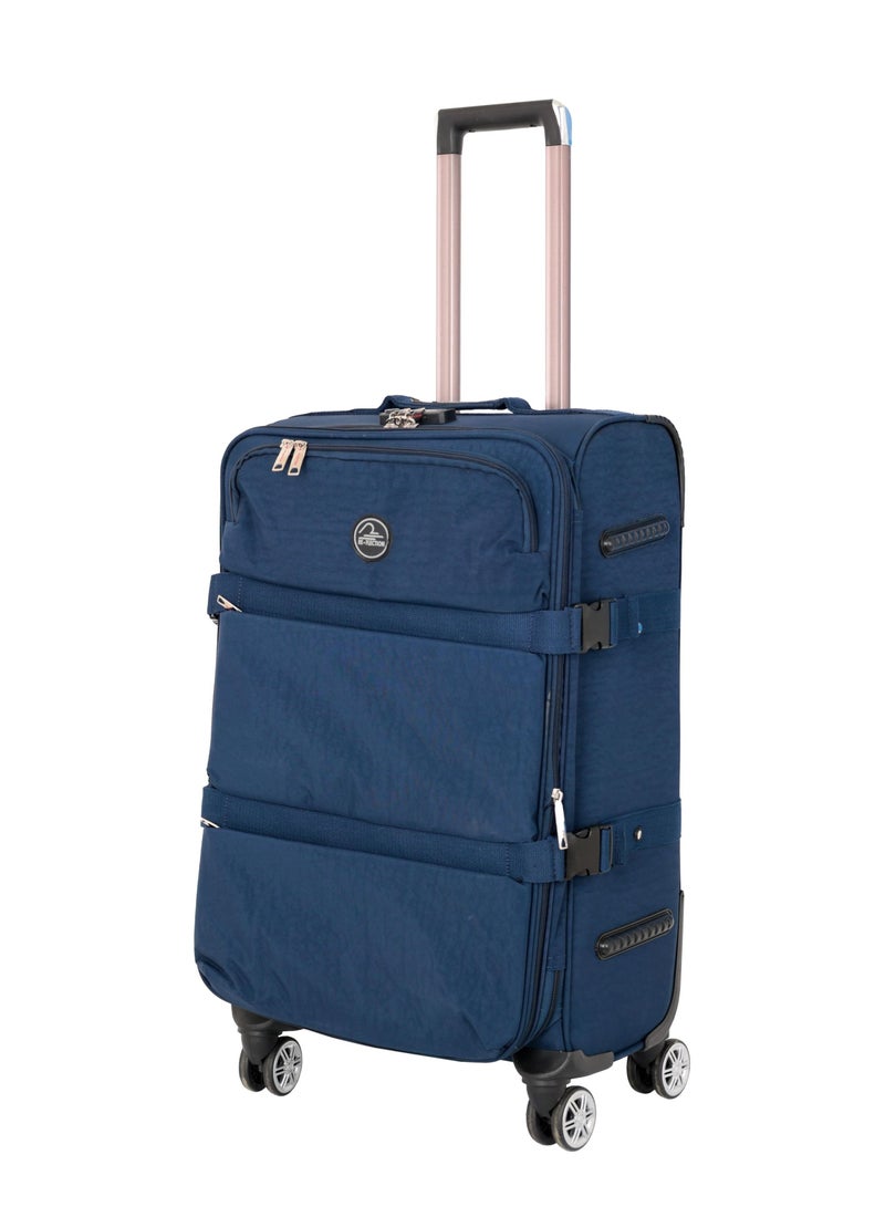 Reflection 24 Inch Crinkle Carry-on Suitcase Lightweight Vertical Series Travel Soft Luggage Trolley with 84L Storage Capacity and 4 Spinner Wheels Grey - Image 1