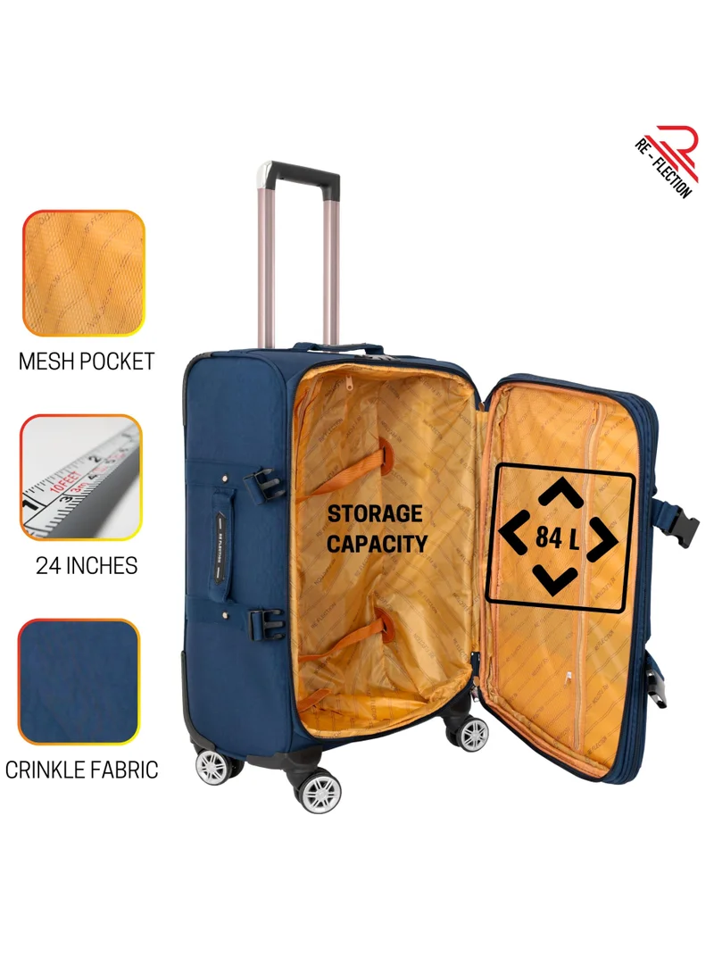 Reflection Reflection 24 Inch Crinkle Carry-on Suitcase Lightweight Vertical Series Travel Soft Luggage Trolley with 84L Storage Capacity and 4 Spinner Wheels Grey