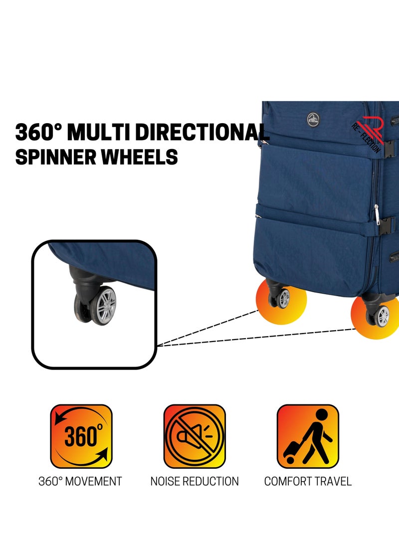 Reflection 24 Inch Crinkle Carry-on Suitcase Lightweight Vertical Series Travel Soft Luggage Trolley with 84L Storage Capacity and 4 Spinner Wheels Grey - Image 5