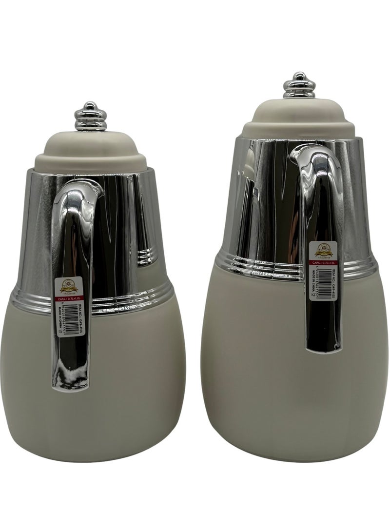 AL-GANNAS 2 Peice Thermos Set for Tea & Coffee | 1L & 0.7L | High-Quality with 2-Year Heat Retention Warranty | Elegant New Design - Image 2