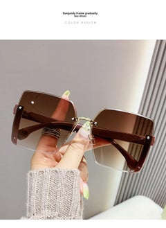 NIBEMINENT New High-end Fashion Sunglasses Women's Frameless Cut-edge Large-frame Anti-ultraviolet Sunshade Trendy 