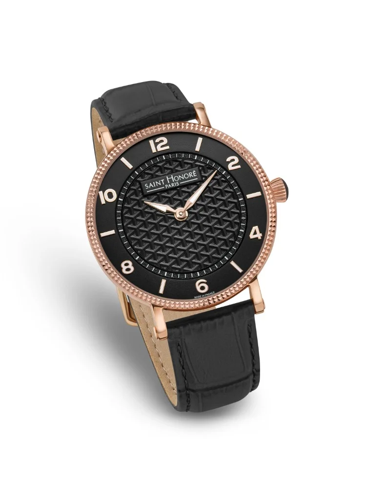 سانت هونور Trocadero Collection Men's Analog Quartz Watch With Black Dial Black Leather Strap - TR826010 8NBR