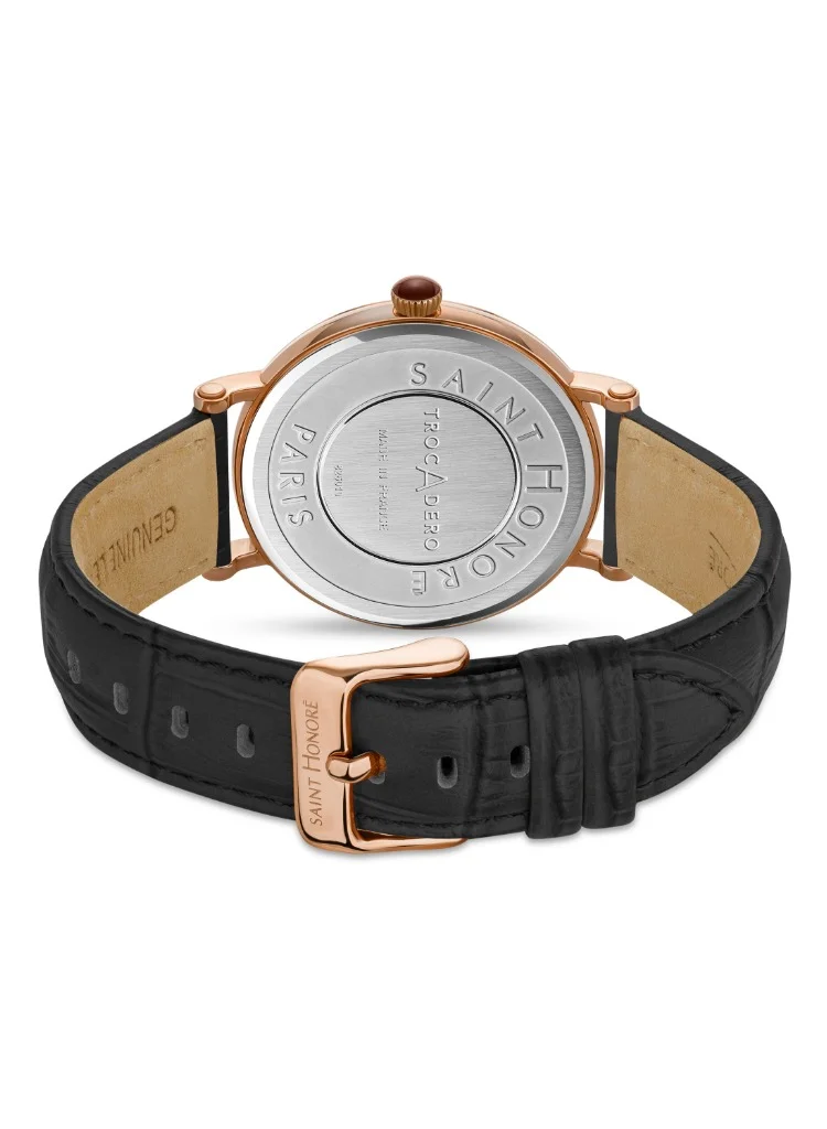 سانت هونور Trocadero Collection Men's Analog Quartz Watch With Black Dial Black Leather Strap - TR826010 8NBR