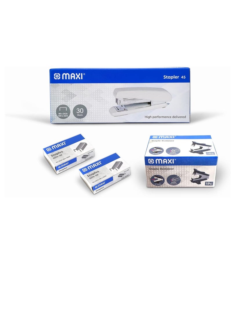 Maxi Stapler 20 Sheets + Staple Remover +Staples 26/6 1000pcsX2Pkts, ideal for office,school and Home - Image 1
