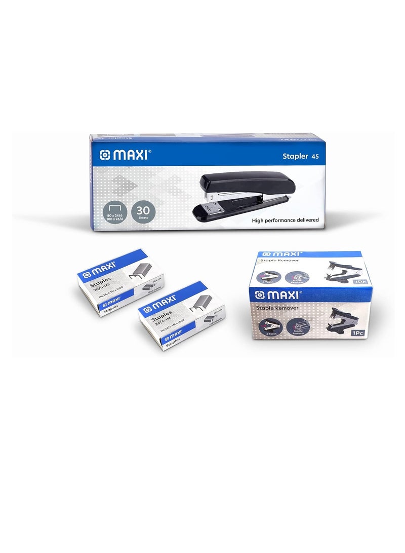 Maxi Stapler 20 Sheets + Staple Remover +Staples 26/6 1000pcsX2Pkts, ideal for office,school and Home - Image 2