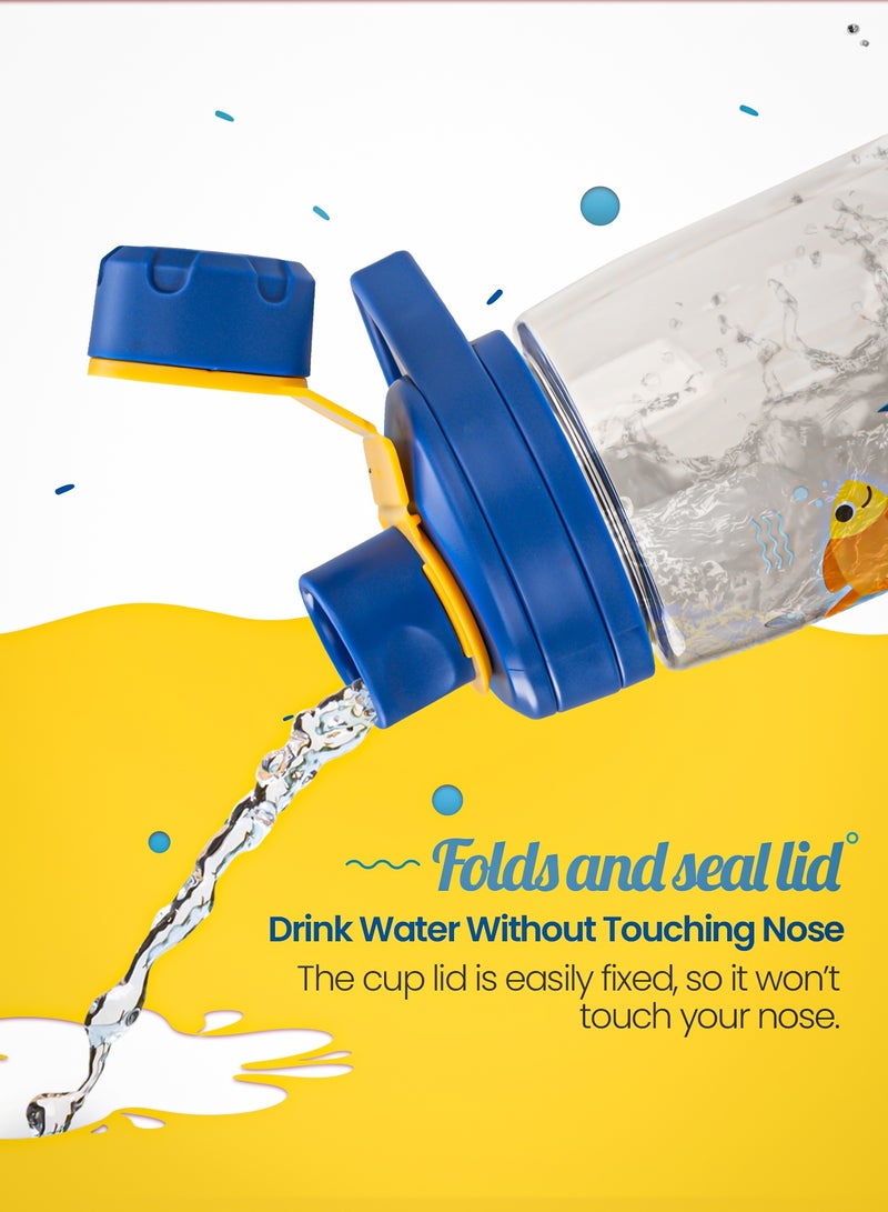 BAYBEE 480 ML Baby Water Bottle for Kids with Carry Handle BPA Free Non Toxic Kids Water Bottle for School, Easy-Clean, Spill Proof Cups for Kids, Toddler Water Bottle Blue - Image 5