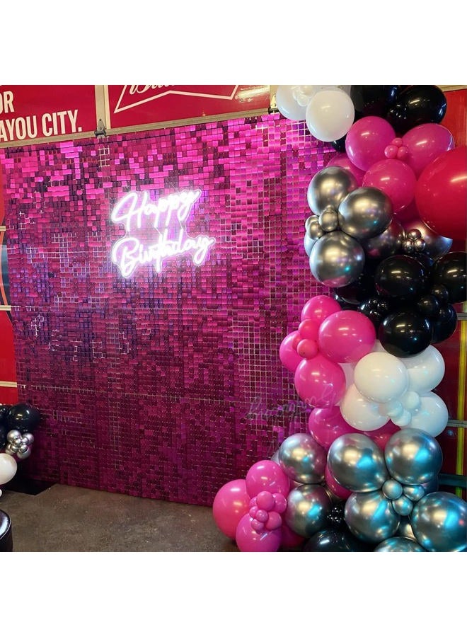 COKAOBE Hot Pink Shimmer Wall Backdrop, 24 Panels Square Sequin Shimmer Backdrop, Photo Backdrops for Birthday, Anniversary, Wedding, Graduation & Bachelorette Party Decoration - Image 5