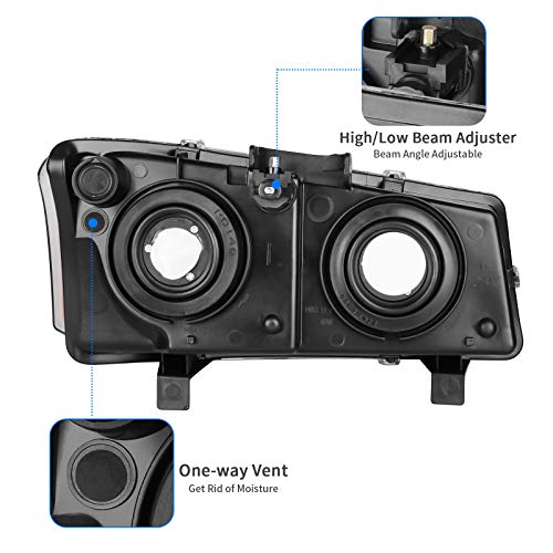 DWVO Headlights Assembly Compatible with 2003 2004 2005 2006 Chevy Silverado Avalanche 1500 1500HD 2500 2500HD 3500 Headlamp 2007 Silverado 1500 2500 3500 Black Housing with Front Signal Lights - Image 3