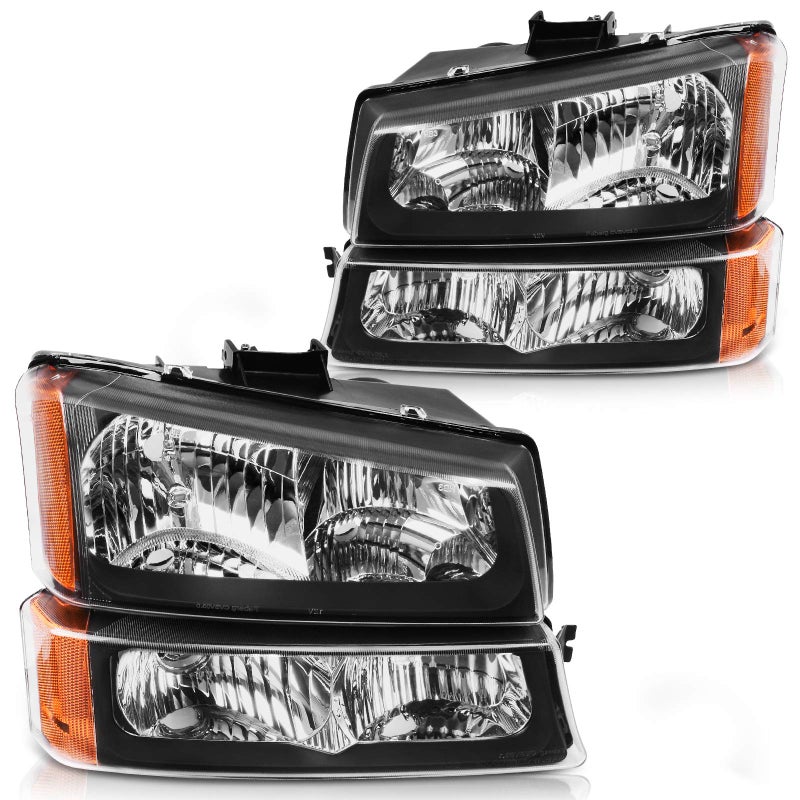 DWVO Headlights Assembly Compatible with 2003 2004 2005 2006 Chevy Silverado Avalanche 1500 1500HD 2500 2500HD 3500 Headlamp 2007 Silverado 1500 2500 3500 Black Housing with Front Signal Lights - Image 4