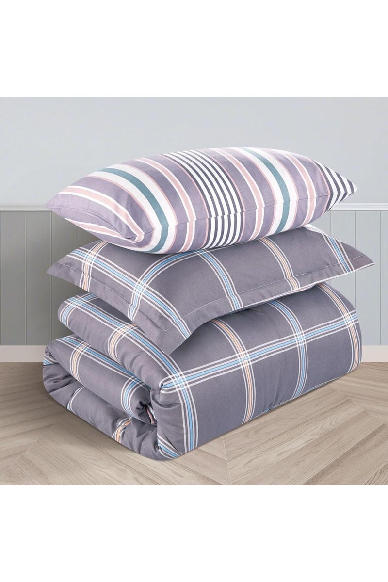 ميلين طقم مفرش سرير صيفي مفرد ونص - 4 قطع - يناسب سرير بمقاس 200x120 - اليساندرا - رمادي - ابيض - Image 4