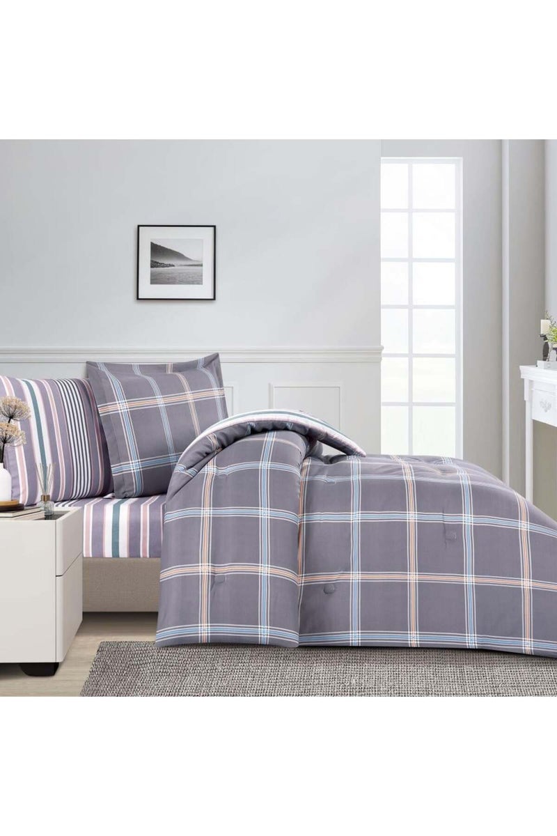 ميلين طقم مفرش سرير صيفي مفرد ونص - 4 قطع - يناسب سرير بمقاس 200x120 - اليساندرا - رمادي - ابيض - Image 2