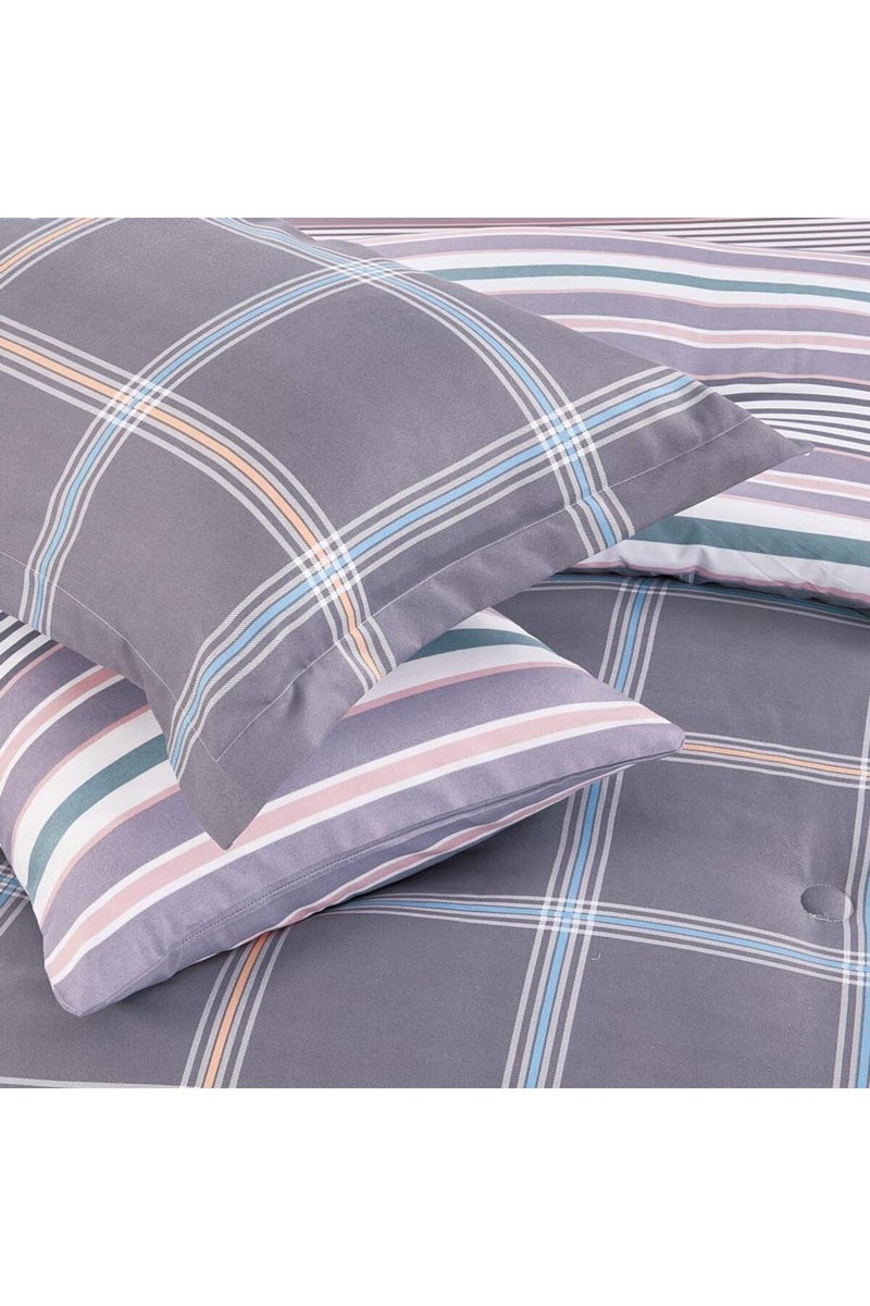 ميلين طقم مفرش سرير صيفي مفرد ونص - 4 قطع - يناسب سرير بمقاس 200x120 - اليساندرا - رمادي - ابيض - Image 5