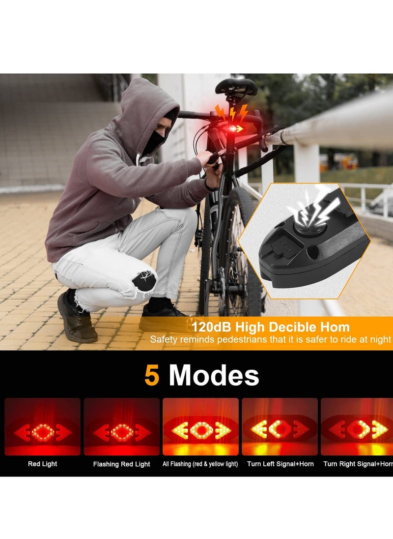 Y&D Bike Tail Light, Remote Control Turn Signal led, USB Rechargeable Rear Light Cycling Safety Warning Lights For All Mountain Road Bicycle Indicators  - Image 2