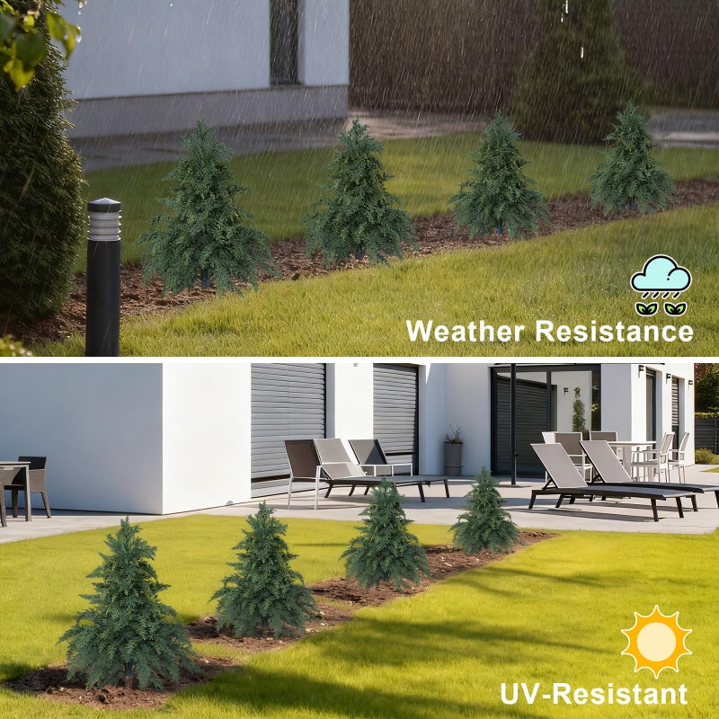 EverNature Artificial Cedar Topiary Trees with Ground Spike, 2 Pack Fake Pine Shrubs Bushes, UV Resistant Faux Evergreen Cypress Tree Plants for Indoor Outdoor Planters Front Porch - Image 5