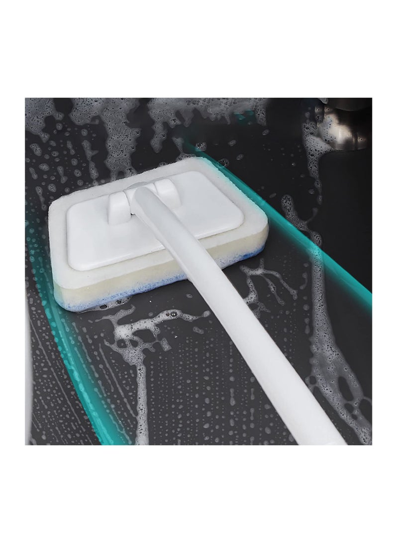 Excefore Removable Bathtub Brush, Bathroom Wall Brush Multifunctional Wall Tile Brush, 90° Rotating Brush Head Window Glass Sponge Cleaning Brush Long Handle Cleaning Floor Brush, 3 replacement heads - Image 3