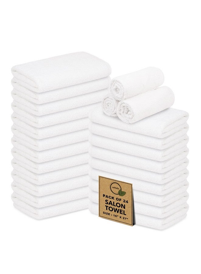 Softolle Softolle 100% Cotton Ring Spun Salon Towels - Bulk Pack of 16x27 Inches White Hand Towels - Not Bleach Proof - for Spa, Hair, Facial, Gym Use  - Image 1