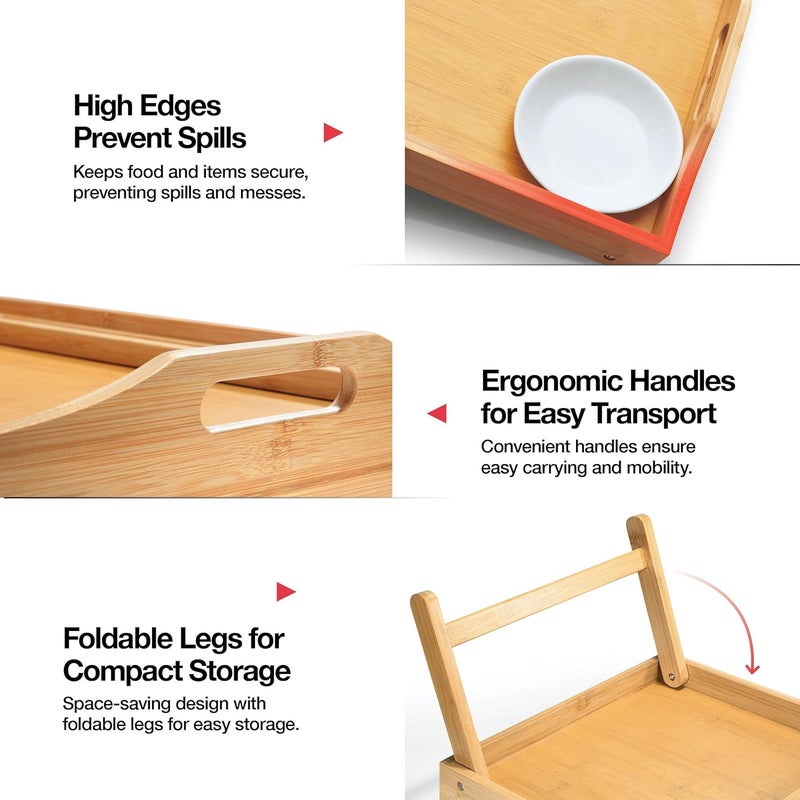 Home-it Bed Tray table with folding legs, and breakfast tray Bamboo bed table and bed tray with legs - Image 3