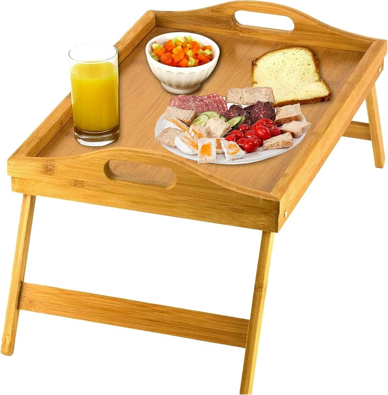 Home-it Bed Tray table with folding legs, and breakfast tray Bamboo bed table and bed tray with legs - Image 1