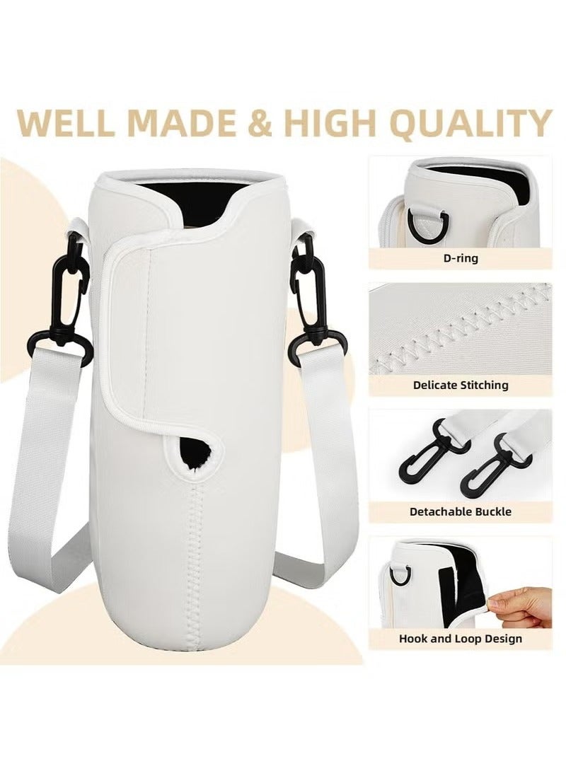 Water Bottle Carrier Bag for Stanley 40oz Tumbler, Water Bottle Holder with Pouch and Adjustable Strap, Sleeve Accessories with Pocket for 40oz Cup (White) - Image 5