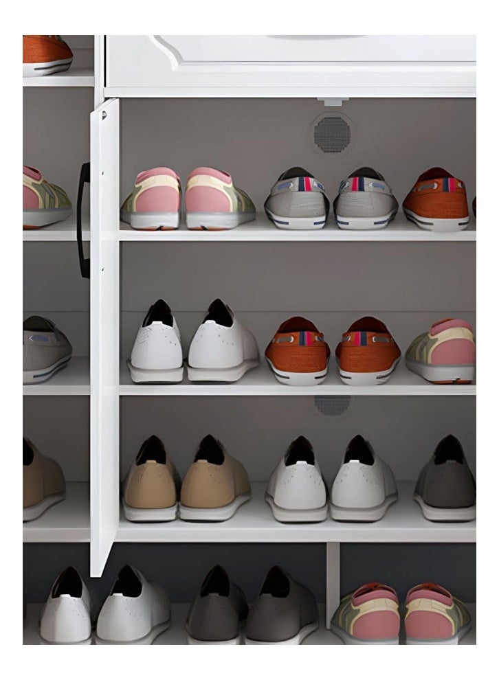 NKX Luxury Multifunctional Entryway Shoe Cabinet & Drawer Storage Warm White Plastic Shoe Cabinet, 140*30*100(cm) - Image 5