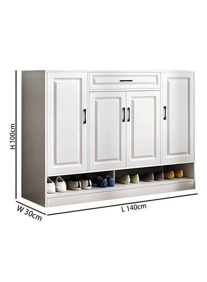 NKX Luxury Multifunctional Entryway Shoe Cabinet & Drawer Storage Warm White Plastic Shoe Cabinet, 140*30*100(cm) - Image 2
