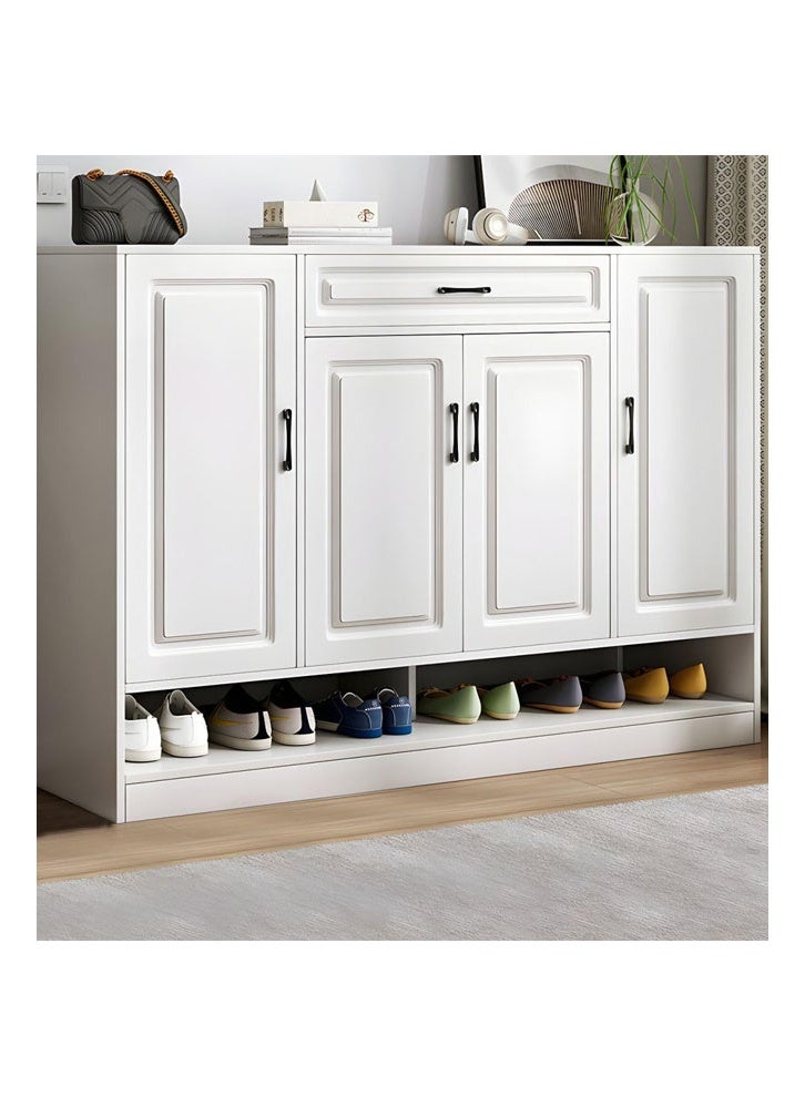 NKX Luxury Multifunctional Entryway Shoe Cabinet & Drawer Storage Warm White Plastic Shoe Cabinet, 140*30*100(cm) - Image 1