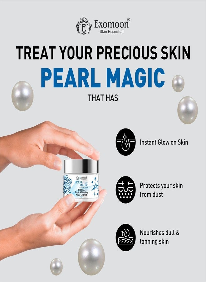 Exomoon Aroma Pearl Care Magic Glow Glow Night Cream Triple Whitening Glow Facial Kit For Radiant Skin-50gm - Image 5