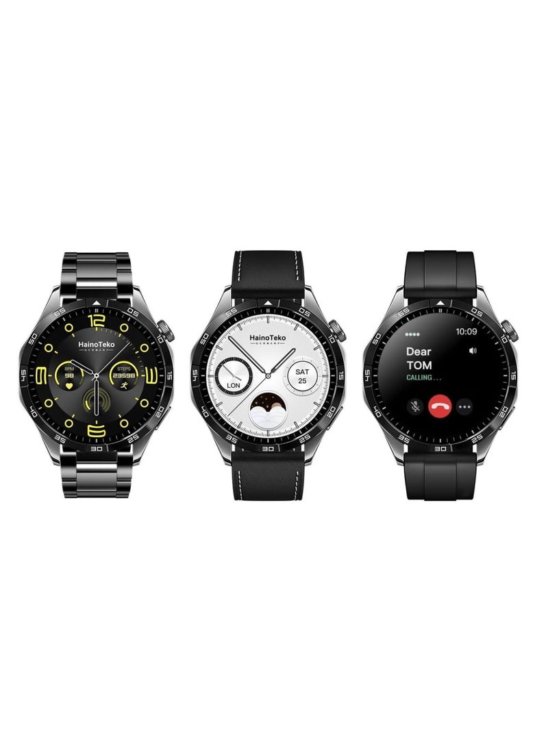 Haino Teko - RW 44 GT4 Men Smart Watch With 3 Pairs Straps HD IPS AMOLED Display Waterproof Smartwatch App Control Heart Rate GPS And Fitness Smartwatch With Wireless Charger - Image 1