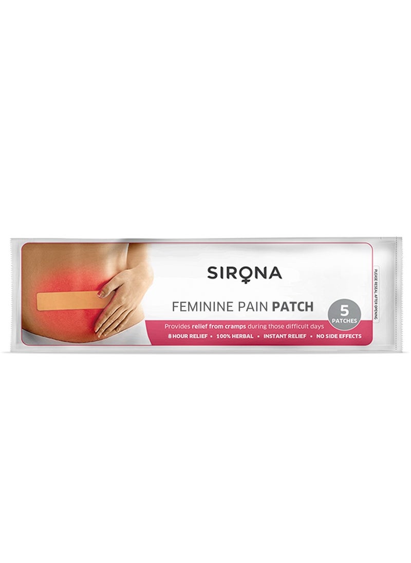 Sirona Sirona Herbal Period Pain Relief Patches | 100% Natural with Essential Oils Instant Relief from Menstrual Cramps No Chemical Actives No Side Effects - 5 Patches  - Image 1