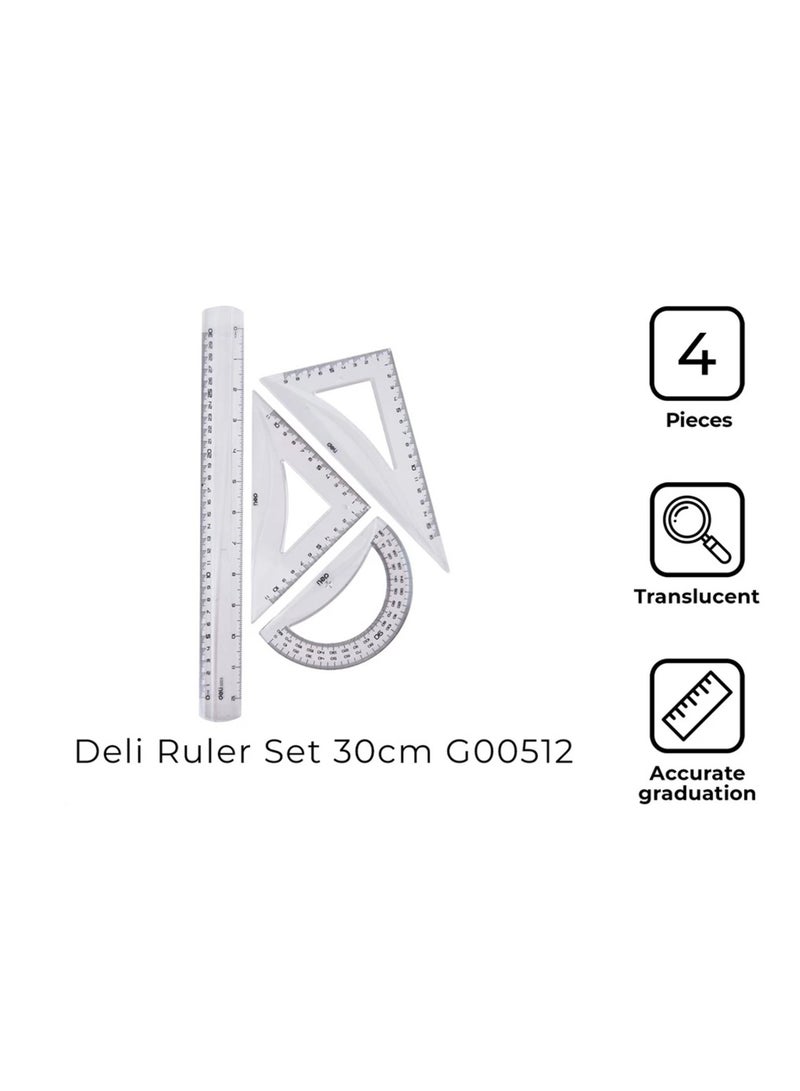 Deli 4-Piece Geometric Ruler Set - Image 3