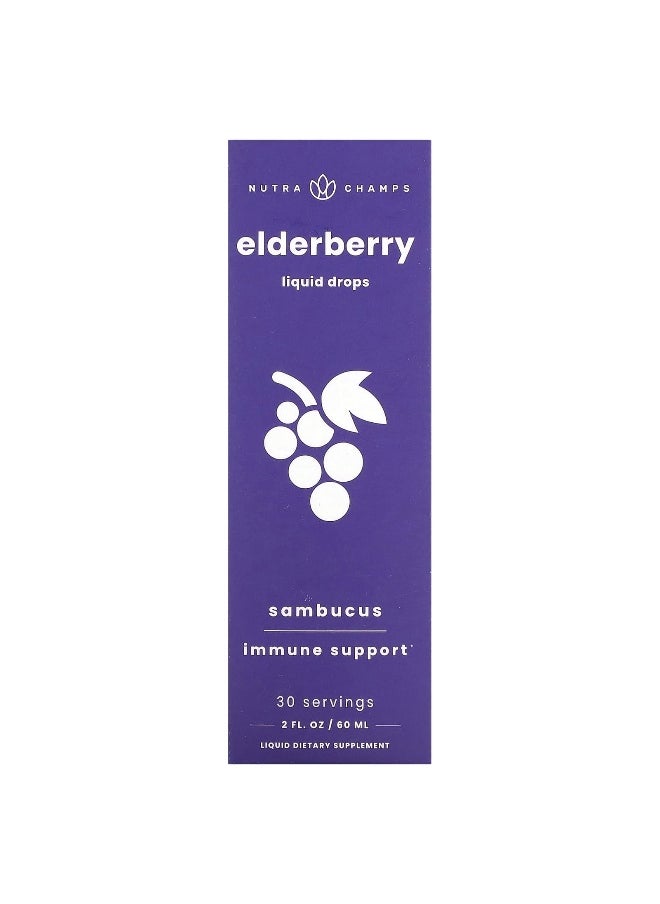 NutraChamps NutraChamps, Elderberry, Sambucus, 200 mg, 2 fl oz (60 ml)  - Image 1