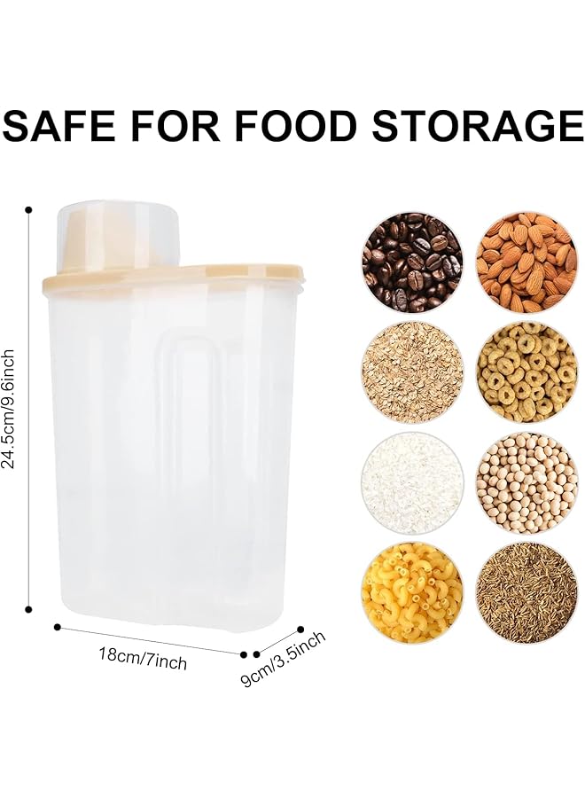 SKY-TOUCH 4Pcs Food Storage Containers, 2.5L Cereal Containers With Measuring Cup, Kitchen Pantry Airtight Plastic Storage Organizer, Food Grade And Bpa Free, For Cereal, Dry Food, Flour And Sugar - Image 3