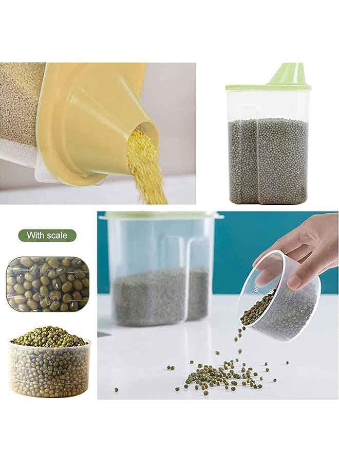 SKY-TOUCH 4Pcs Food Storage Containers, 2.5L Cereal Containers With Measuring Cup, Kitchen Pantry Airtight Plastic Storage Organizer, Food Grade And Bpa Free, For Cereal, Dry Food, Flour And Sugar - Image 4
