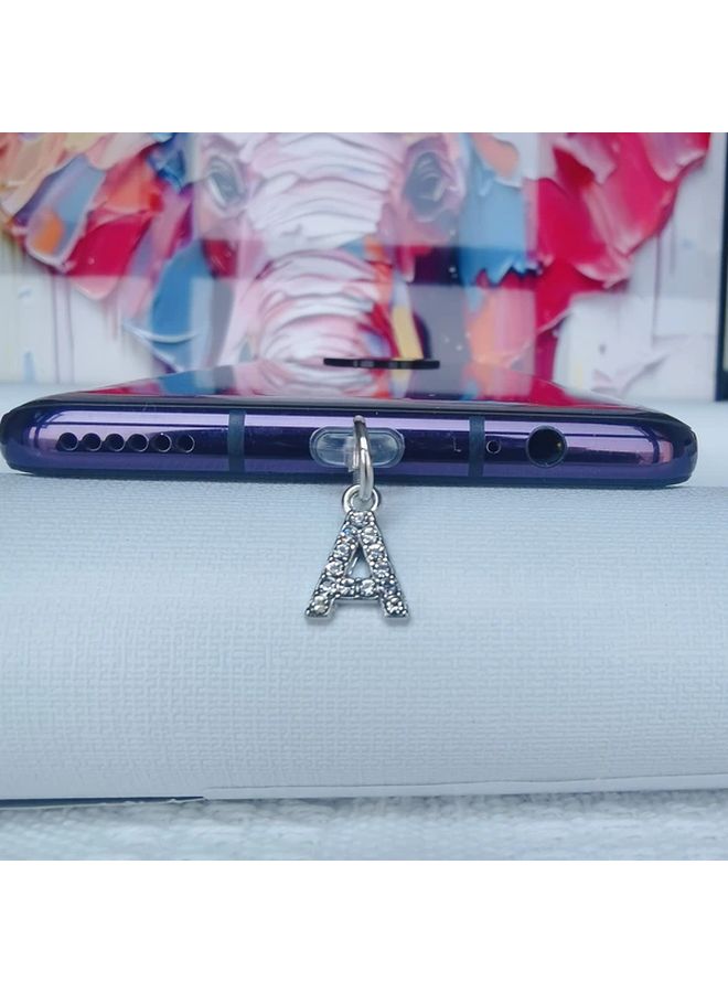 Type C Diamond Letter A Phone Dust Plug Exquisite Ornament Ideal Gift - Image 1
