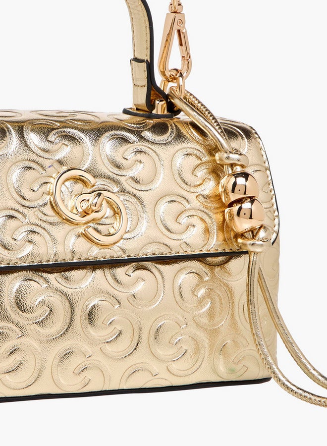 Celeste Monogram Embossed Crossbody Bag with Detachable Strap and Twist Lock Closure - Image 5
