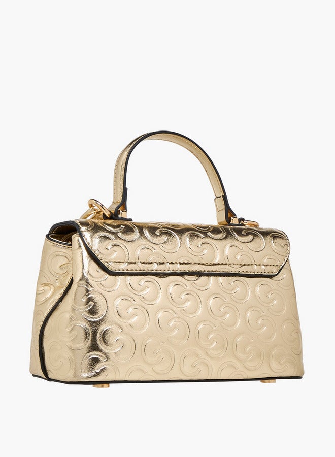 Celeste Monogram Embossed Crossbody Bag with Detachable Strap and Twist Lock Closure - Image 4