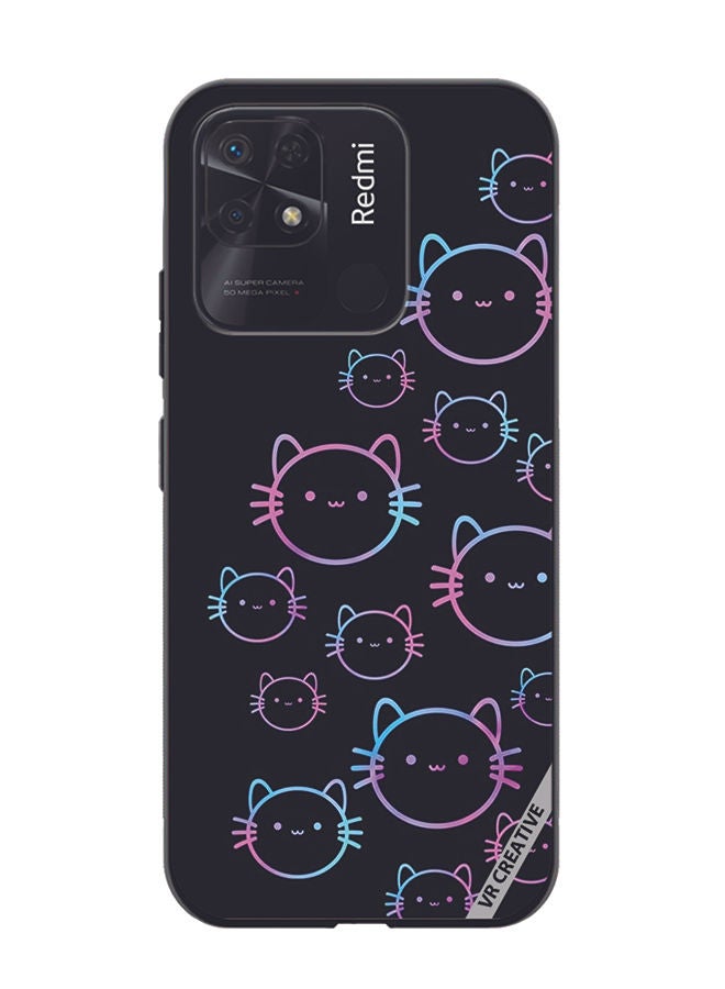 VR CREATIVE Protective Case Cover For Xiaomi Redmi 10C Cat Face Design Multicolour - Image 1