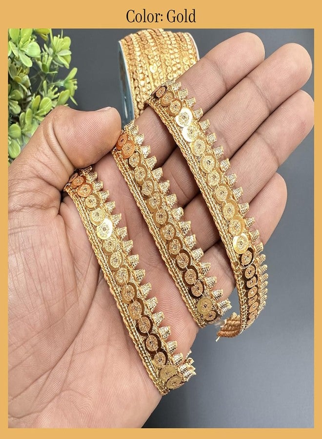 EmbroideryMaterial Zari with Shiny Sequence Sitara Gota Patti Lace for Saree Border, Blouse, Dupatta Border, Lehenga, Kurti etc (18 Meters, Gold, 15mm Wide) - Image 4