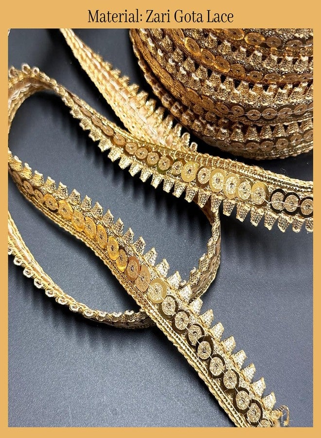 EmbroideryMaterial Zari with Shiny Sequence Sitara Gota Patti Lace for Saree Border, Blouse, Dupatta Border, Lehenga, Kurti etc (18 Meters, Gold, 15mm Wide) - Image 3