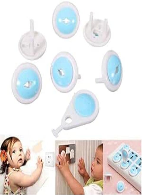 Child Protection Electric Plug Lock Multi Color (6 Pcs + Key Only)