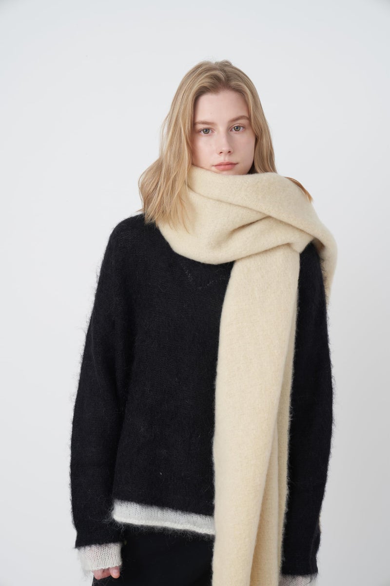 TYHOTULY Chunky Scarf for Women Winter Oversized Thick Warm Tassel Scarves Cold Weather Large Blanket Soft Warm Shawl Wraps (Apricot) - Image 5