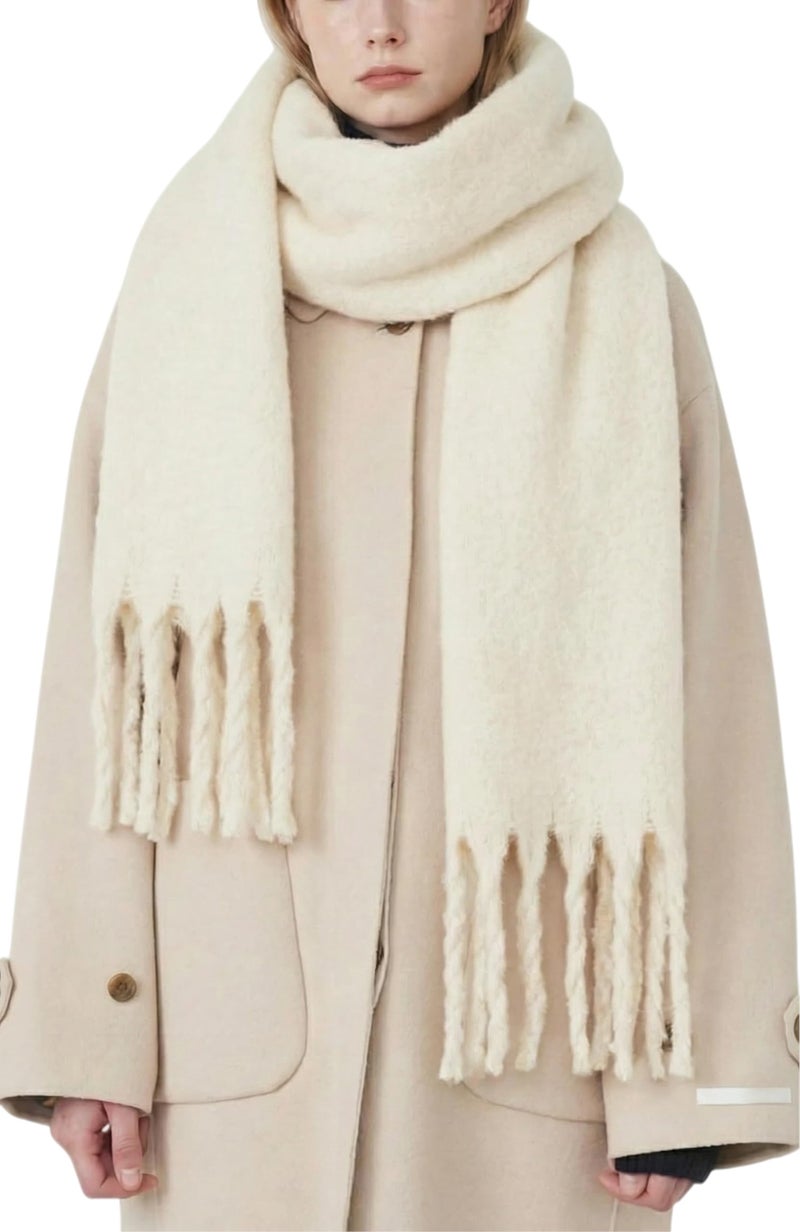 TYHOTULY Chunky Scarf for Women Winter Oversized Thick Warm Tassel Scarves Cold Weather Large Blanket Soft Warm Shawl Wraps (Apricot) - Image 1