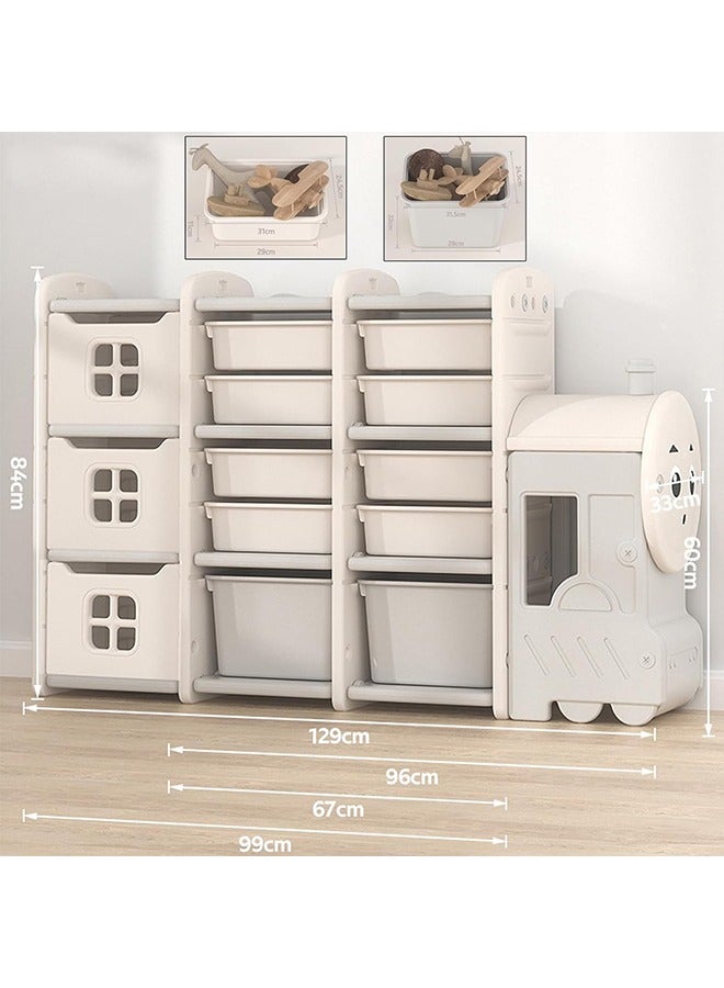 Beauenty Children Deluxe Toy Storage Organizer  Kids Storage Bins Toy Boxes  Children's Toy Storage Rack  Toddler Storage Organizer  Toy Box Organizer (Train Storage Rack-C) - Image 3