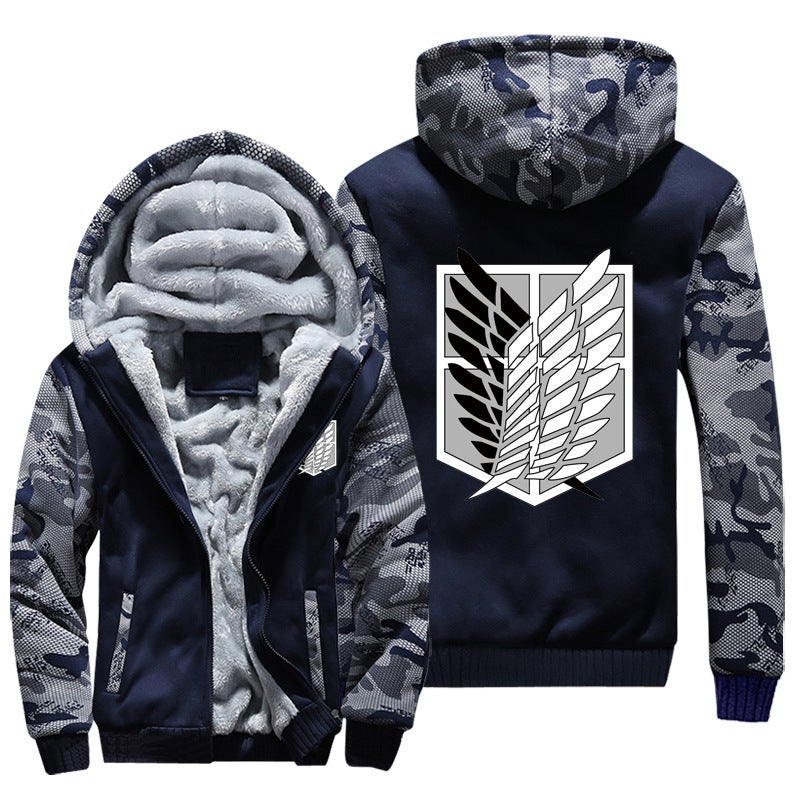 2021 Attack Giant Sweater Jacket Investigation Corps Allen Fleece Zipper Hooded Sweater Male - Image 1