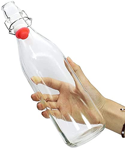 Avvic Mart Flip Top Glass Water Bottle 1 Liter Swing Top Water Bottle with Stopper for Beverages Oil Vinegar Beer Water Soda Airtight Lid Leak Proof Cap Clear Pack of 4 - Image 4